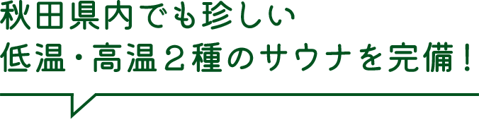 秋田県内でも珍しい低温・高温２種のサウナを完備！